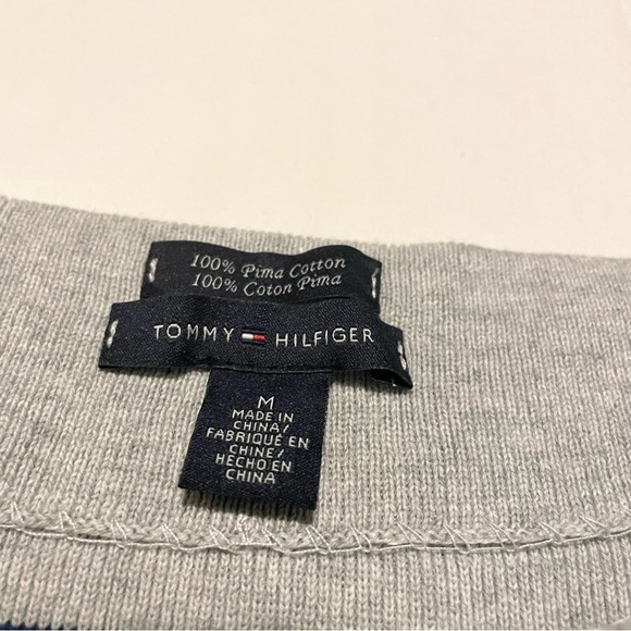 Tommy Hilfiger Womens Grey Striped Cotton Jumper Size Medium - Picture 3 of 16